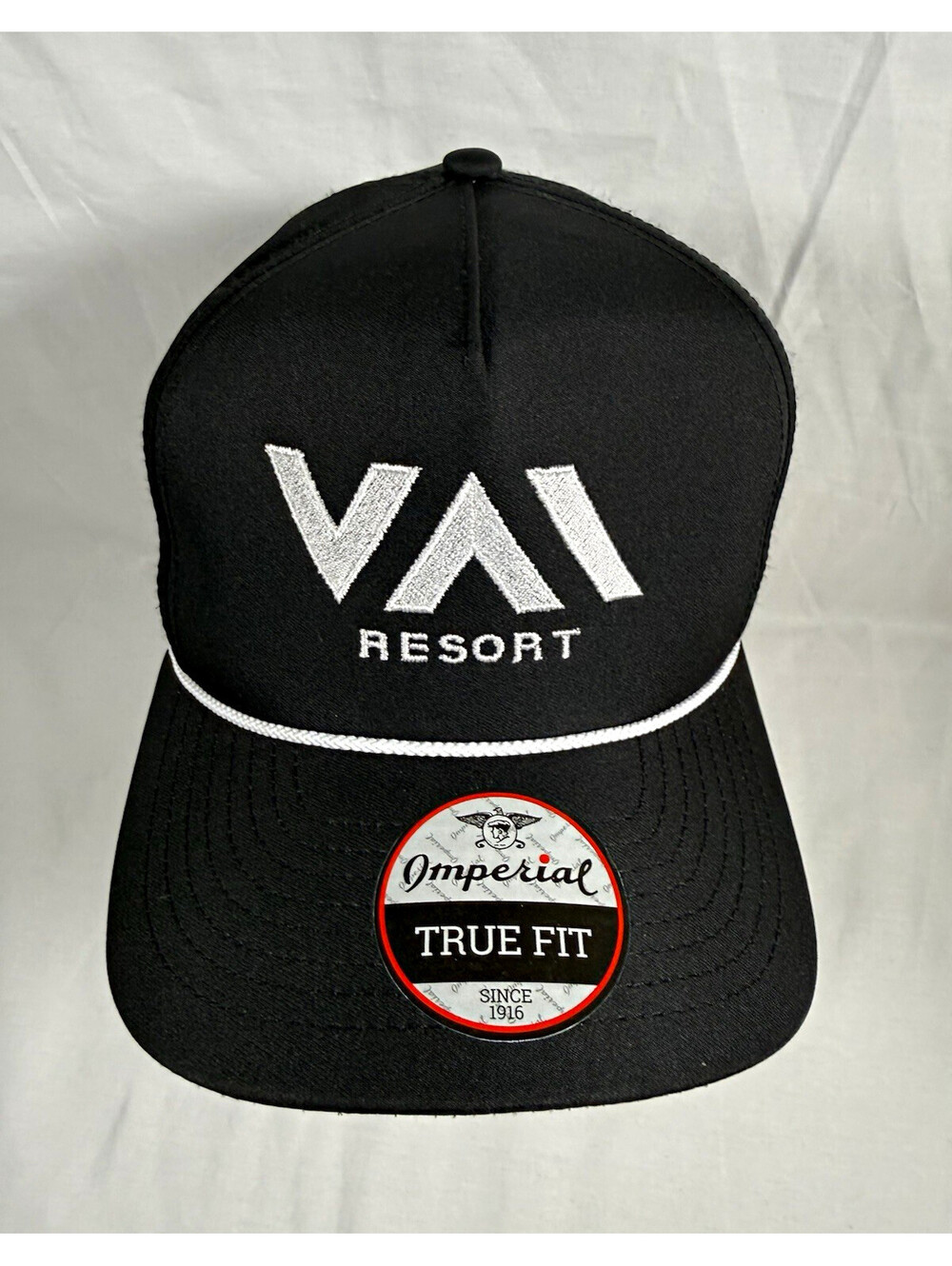 Imperial Baseball Cap Black/White "VAI Resort" Logo Solid One Size Adjustable